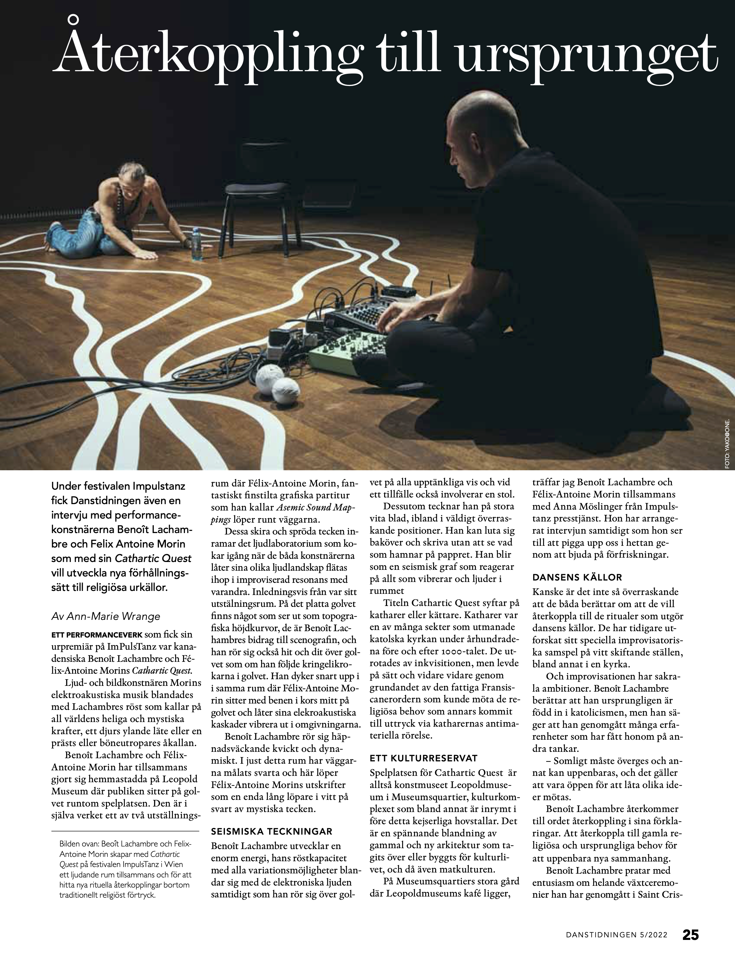 Interview with Benoît Lachambre and Felix-Antoine Morin in Danstidningen 5-2022 A